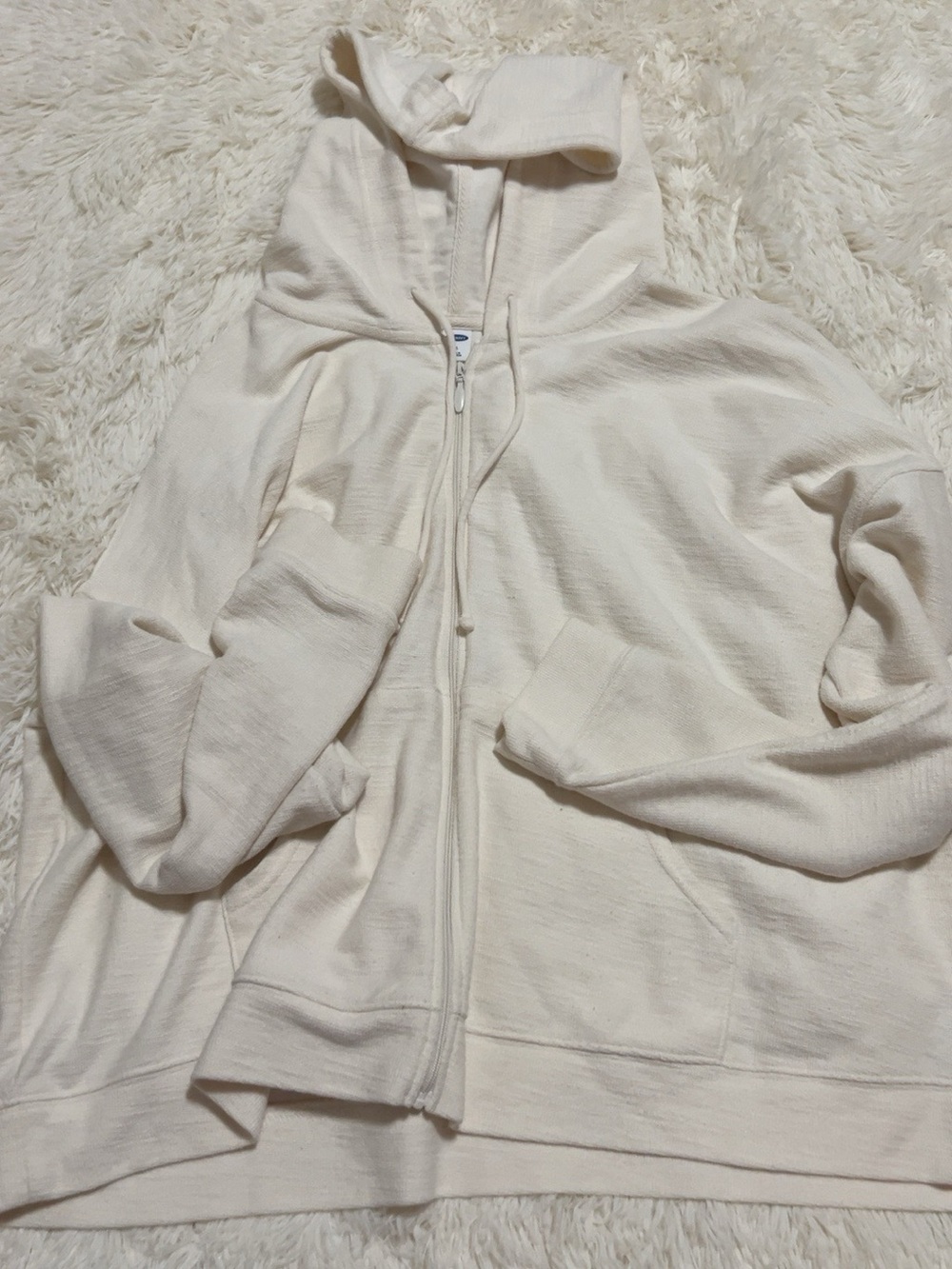 Old navy women’s cream full zip hoodie lightweight knit jacket